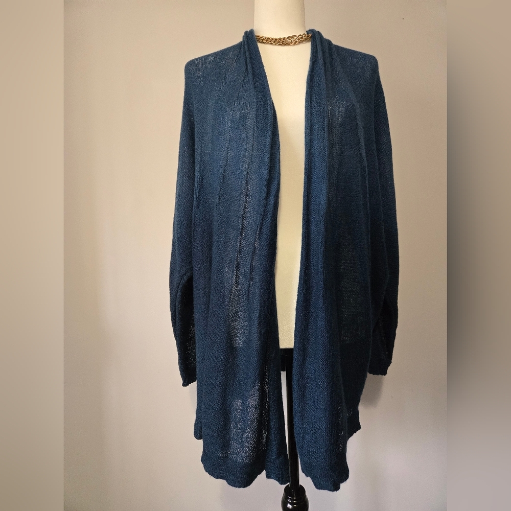 LAFAYETTE 148 Alpaca/ Wool Lightweight Open Front Teal Cardigan. Size 1X
